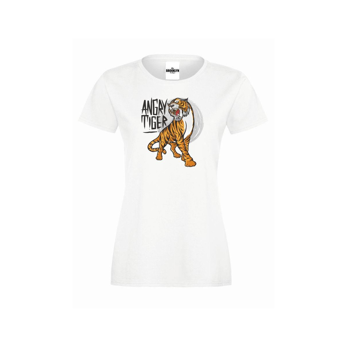 T-shirt lady slim DTG angry tiger