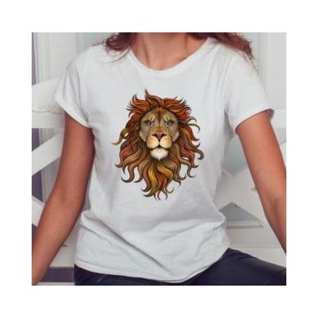 T-shirt lady slim DTG lion