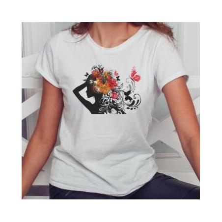 T-shirt lady slim DTG woman of flowers