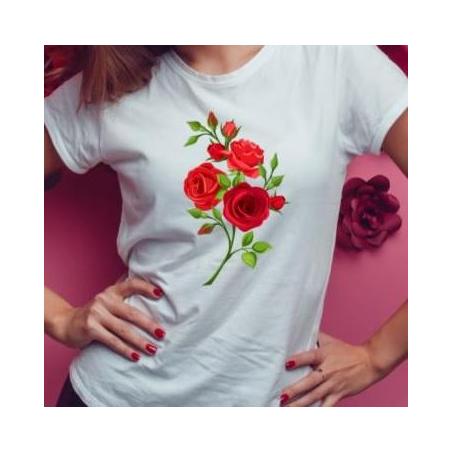 T-shirt lady slim DTG red roses