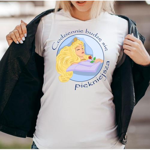 T-shirt lady slim DTG codziennie budzę się piękniejsza