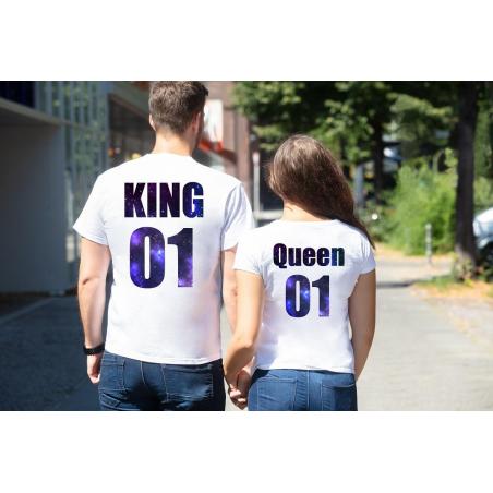 T-shirty dla par QUEEN & KING  galaxy tył lady-oversize