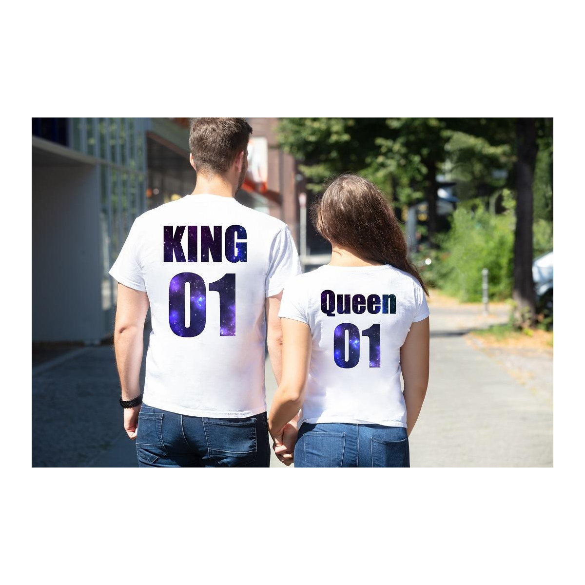 T-shirty dla par QUEEN & KING  galaxy tył lady-oversize