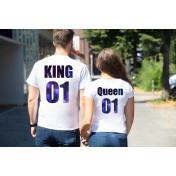 T-shirty dla par QUEEN & KING  galaxy tył lady-oversize
