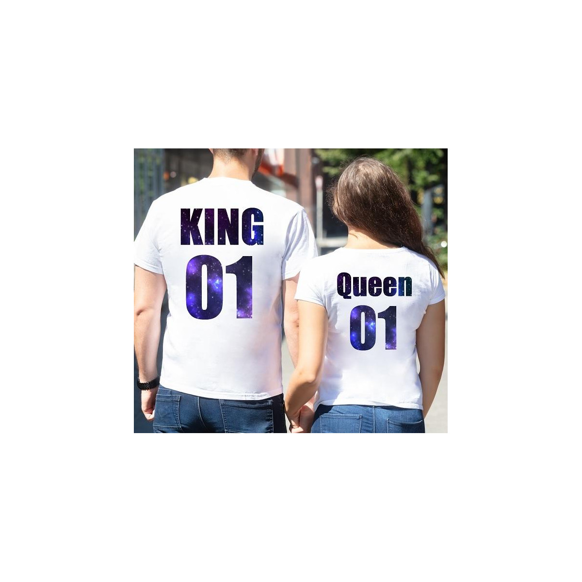 T-shirty dla par QUEEN & KING  galaxy tył lady-oversize