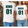 T-shirty dla par QUEEN & KING  monstera przód lady/oversize biale 2 szt
