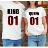 T-shirty dla par QUEEN & KING  monstrea gradnient  przód lady/oversize biale 2 szt