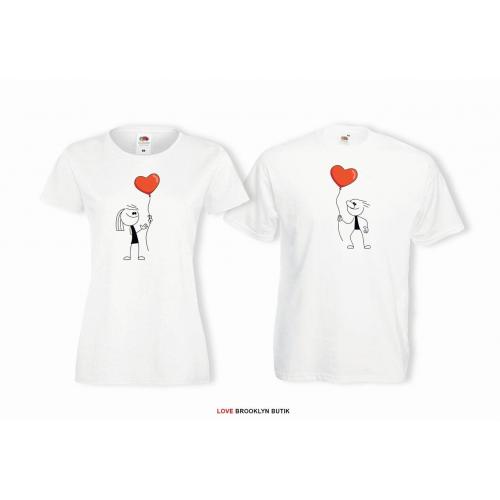 T-shirty dla par BALONIKI przód biale 2 szt lady/oversize