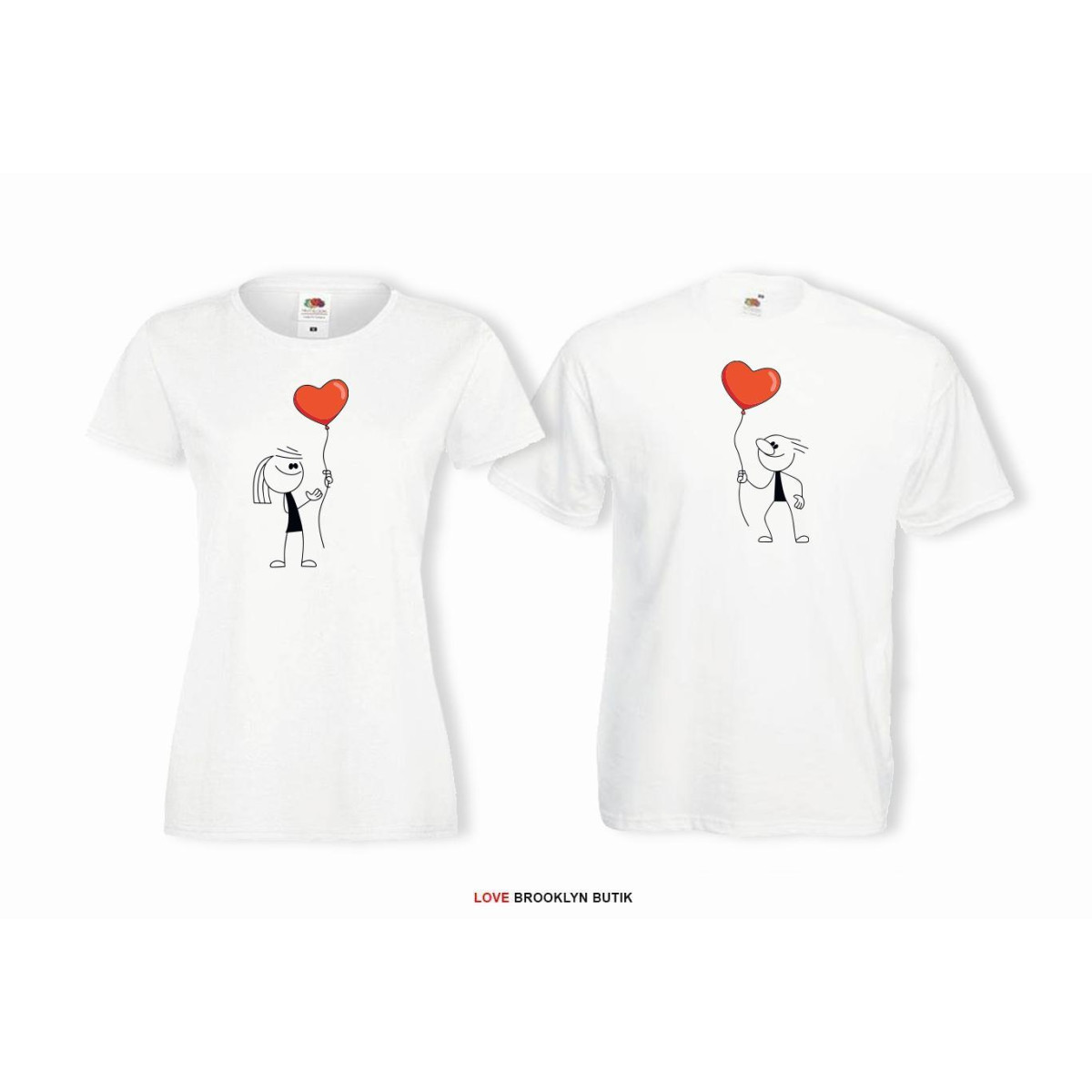 T-shirty dla par BALONIKI przód biale 2 szt lady/oversize