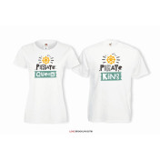 T-shirty dla par Pirate QUEEN & Pirate KING  przód biale 2 szt lady/oversize