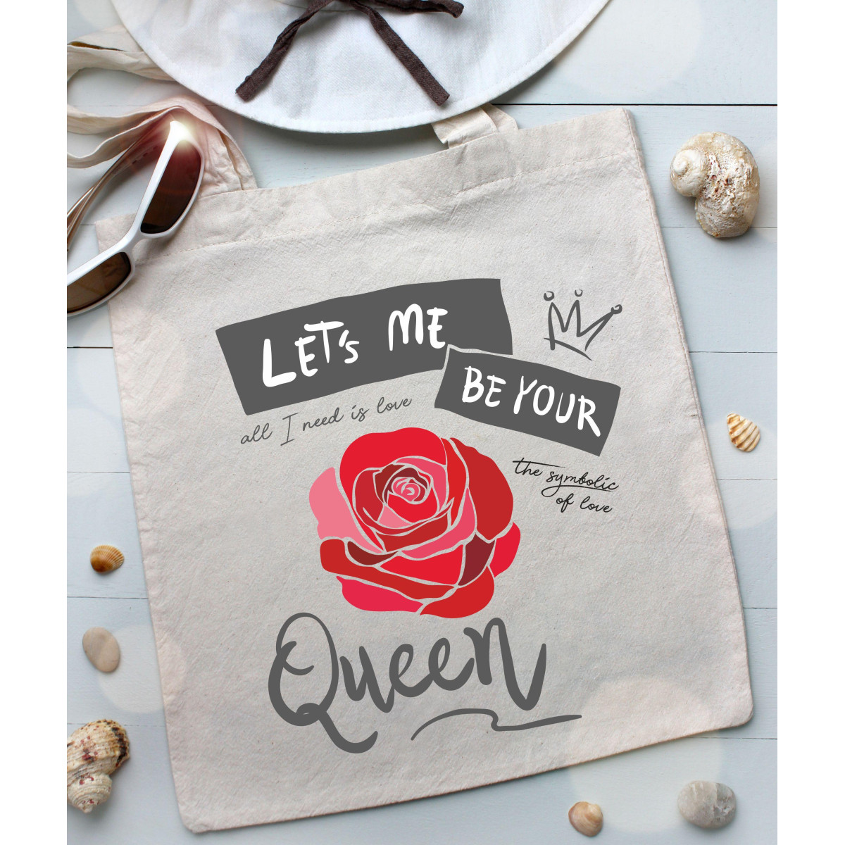 Torba bawełniana ecri king queen love