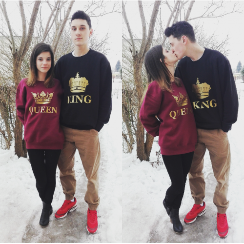 Bluza z kapturem DLA PAR 2 SZT QUEEN 01 & KING 01 GOLD