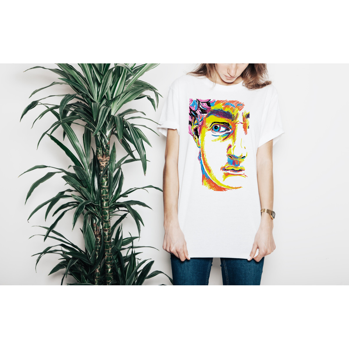 T-shirt lady slim DTG cactus