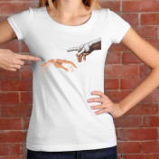 T-shirt lady slim DTG hand Creation of Adam
