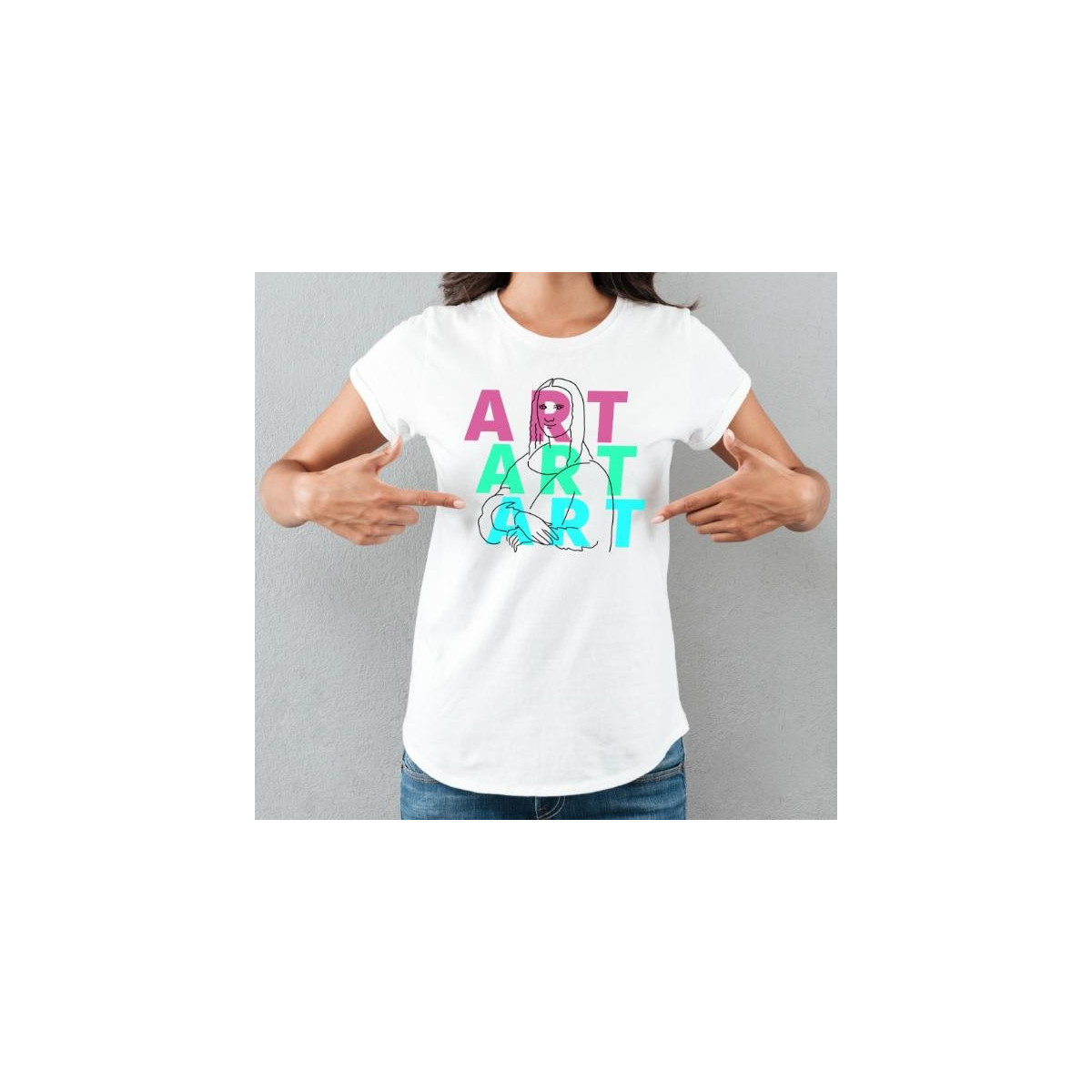 T-shirt lady slim DTG  van gogh