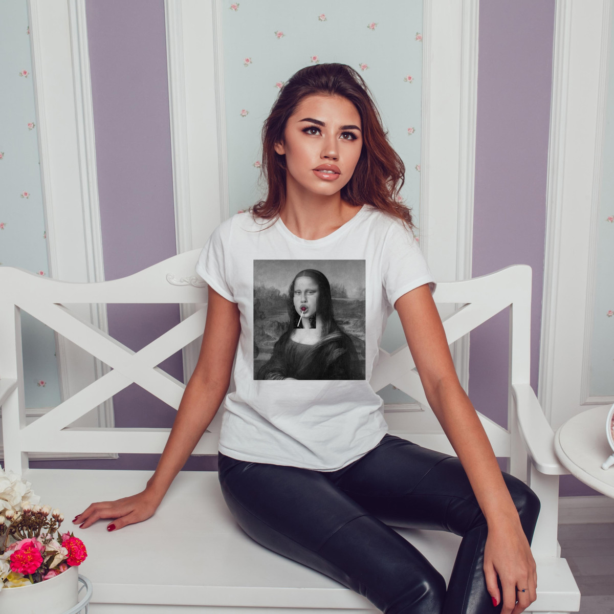 T-shirt lady slim DTG  van gogh