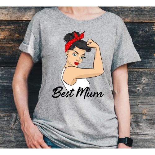 T-shirt lady szary mama mouse