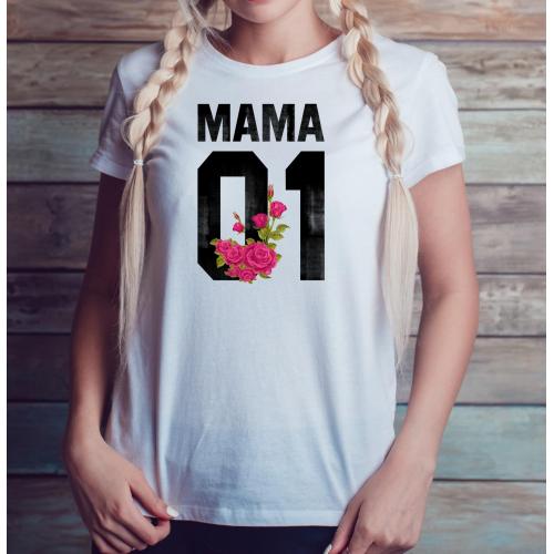 T-shirt lady slim DTG MAMA FLOWER