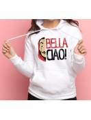 Bluza z kapturem biała bella ciao mask