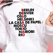 Bluza z kapturem biała bella ciao mask