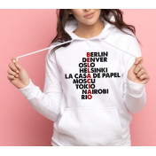 Bluza z kapturem biała bella ciao mask