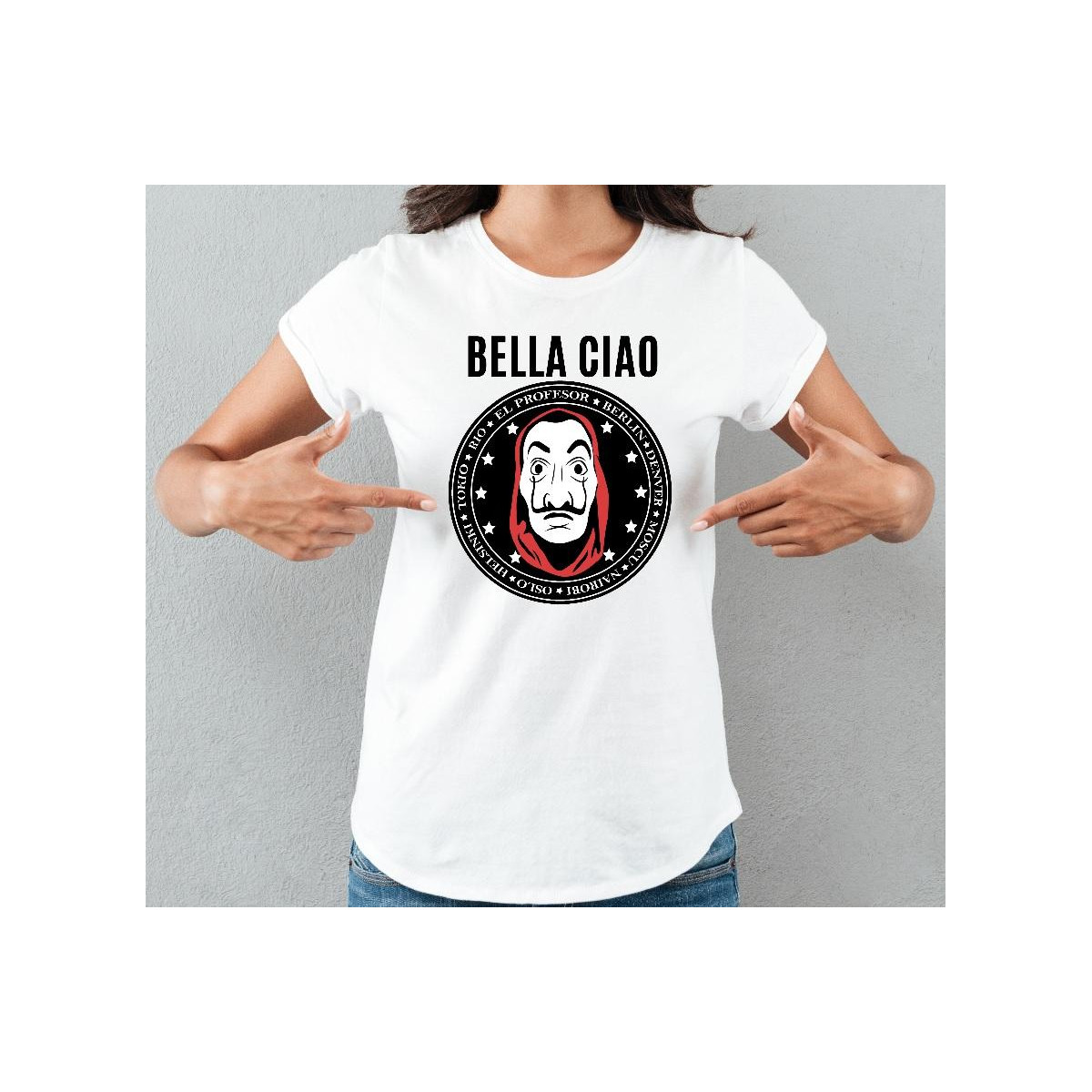 T-shirt lady slim DTG  bella ciao