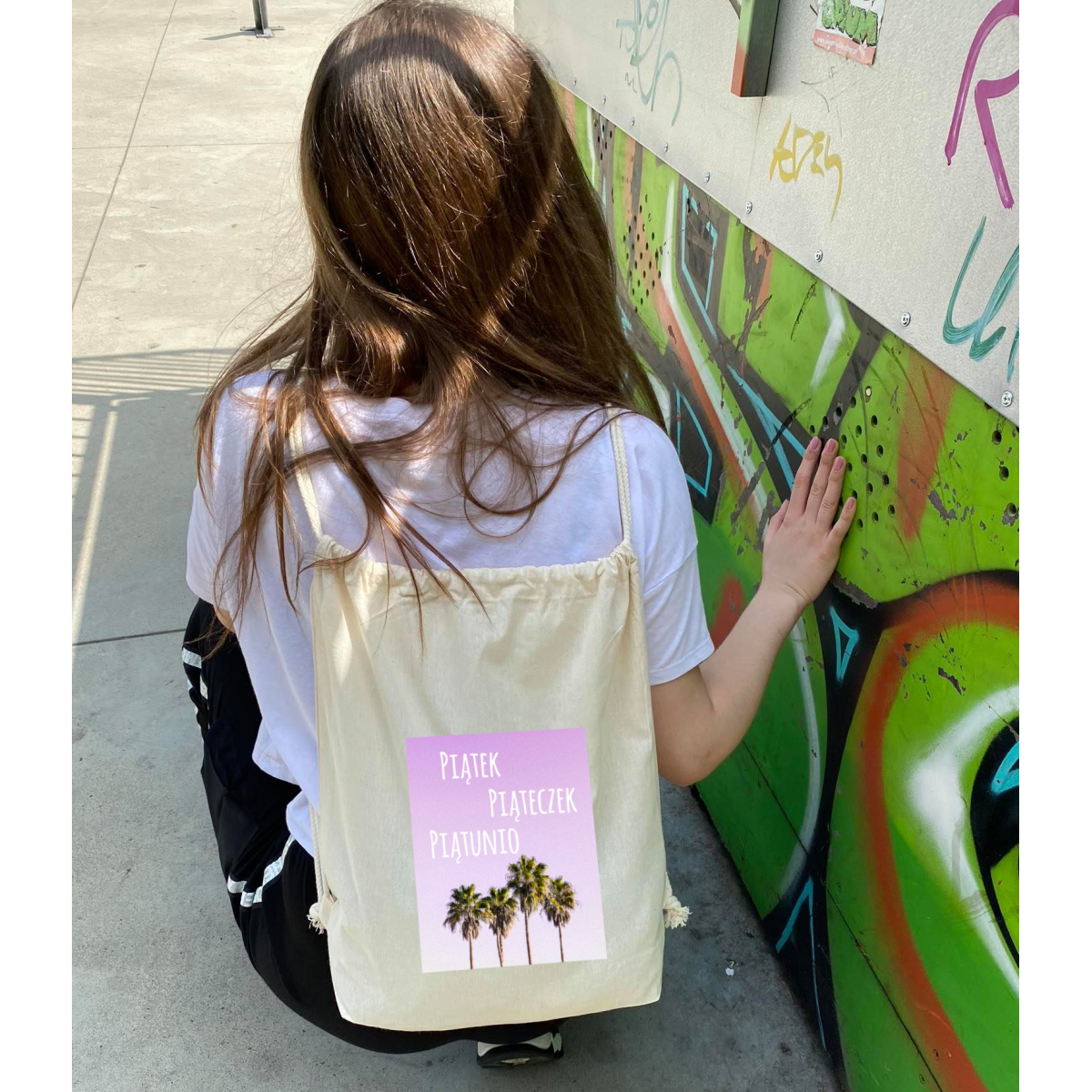 plecak worek ecru DTG piątek piąteczek piątunio