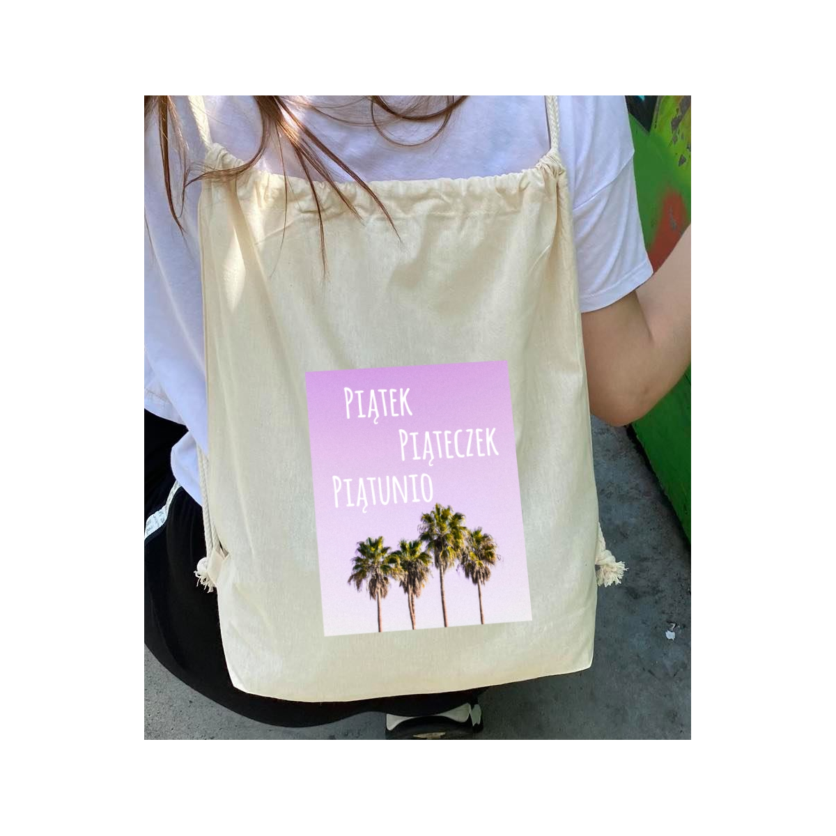 plecak worek ecru DTG piątek piąteczek piątunio