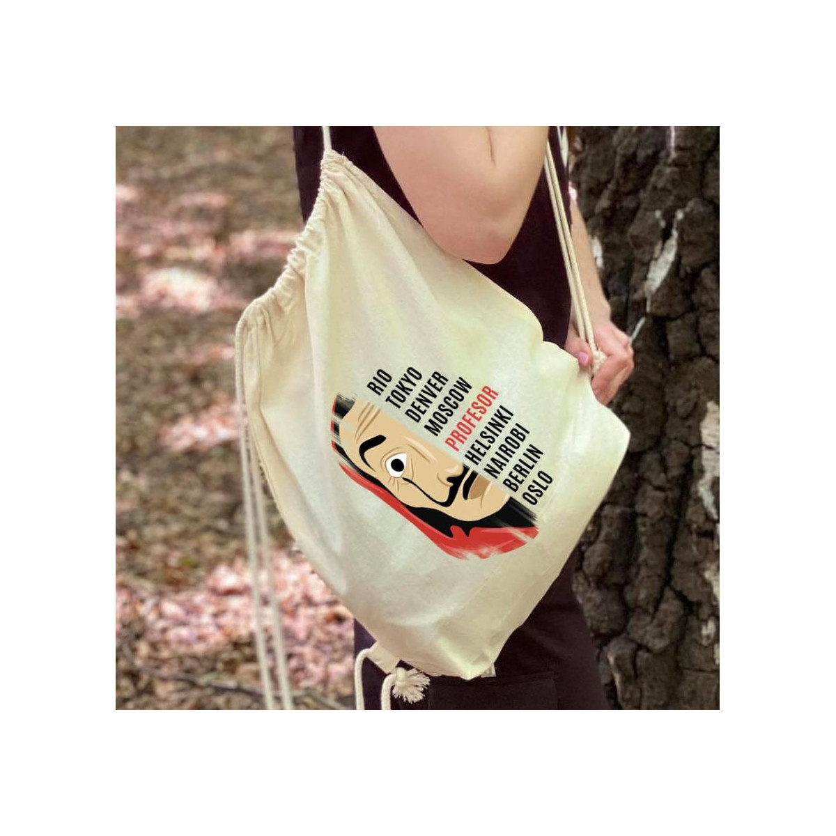 plecak worek ecru DTG  Bella ciao gun