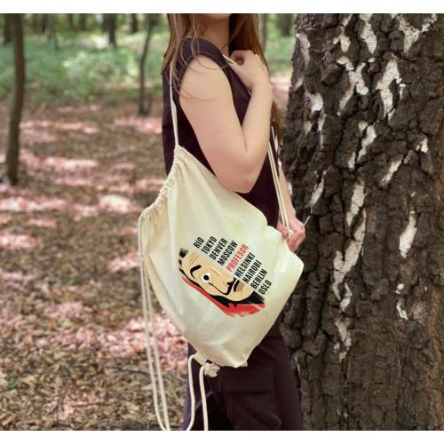 plecak worek ecru DTG  Bella ciao gun