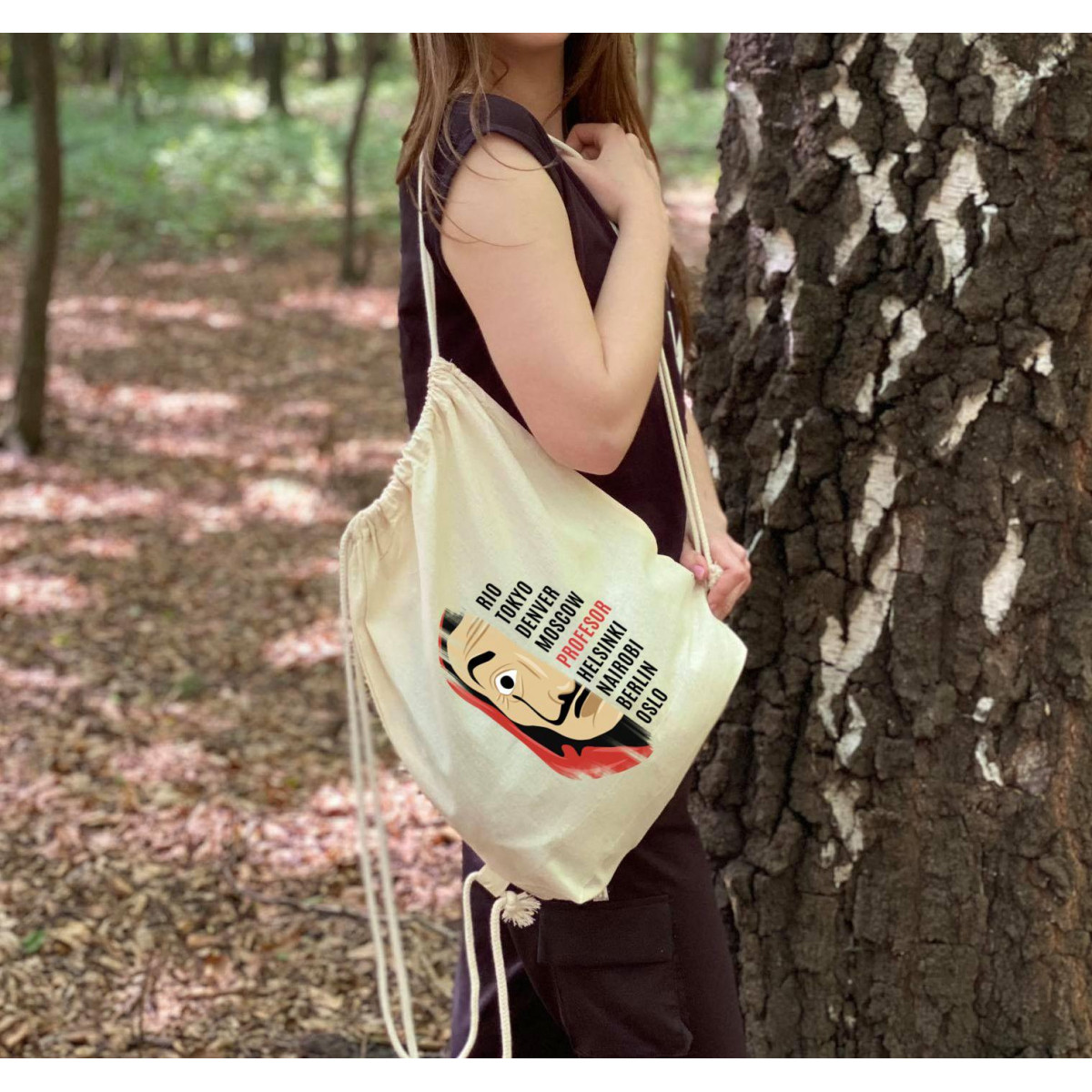 plecak worek ecru DTG  Bella ciao gun