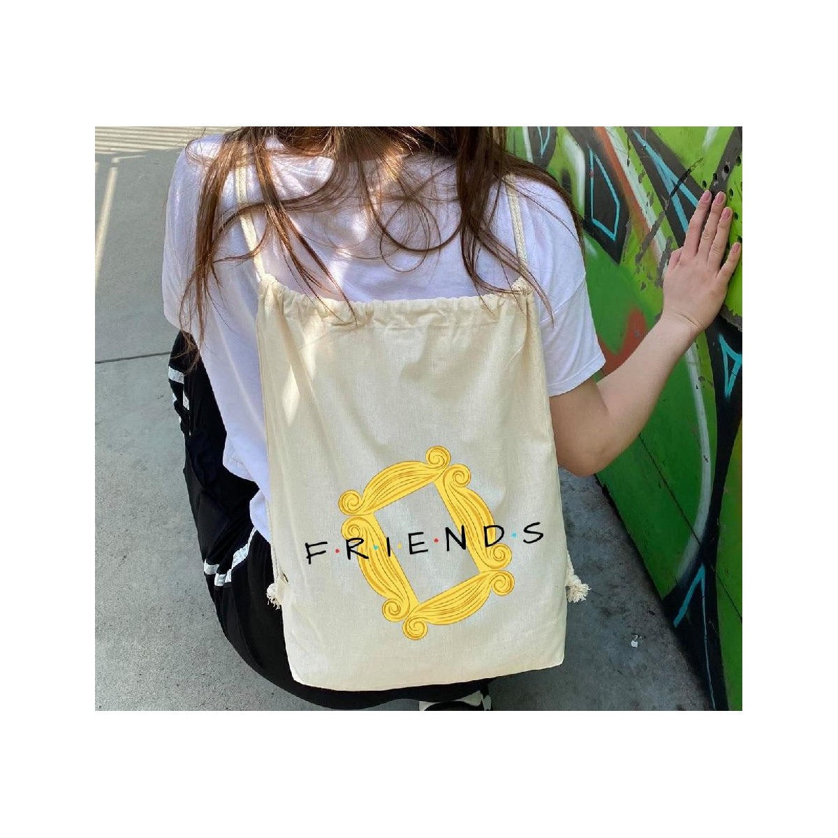 plecak worek ecru DTG  bella ciao name