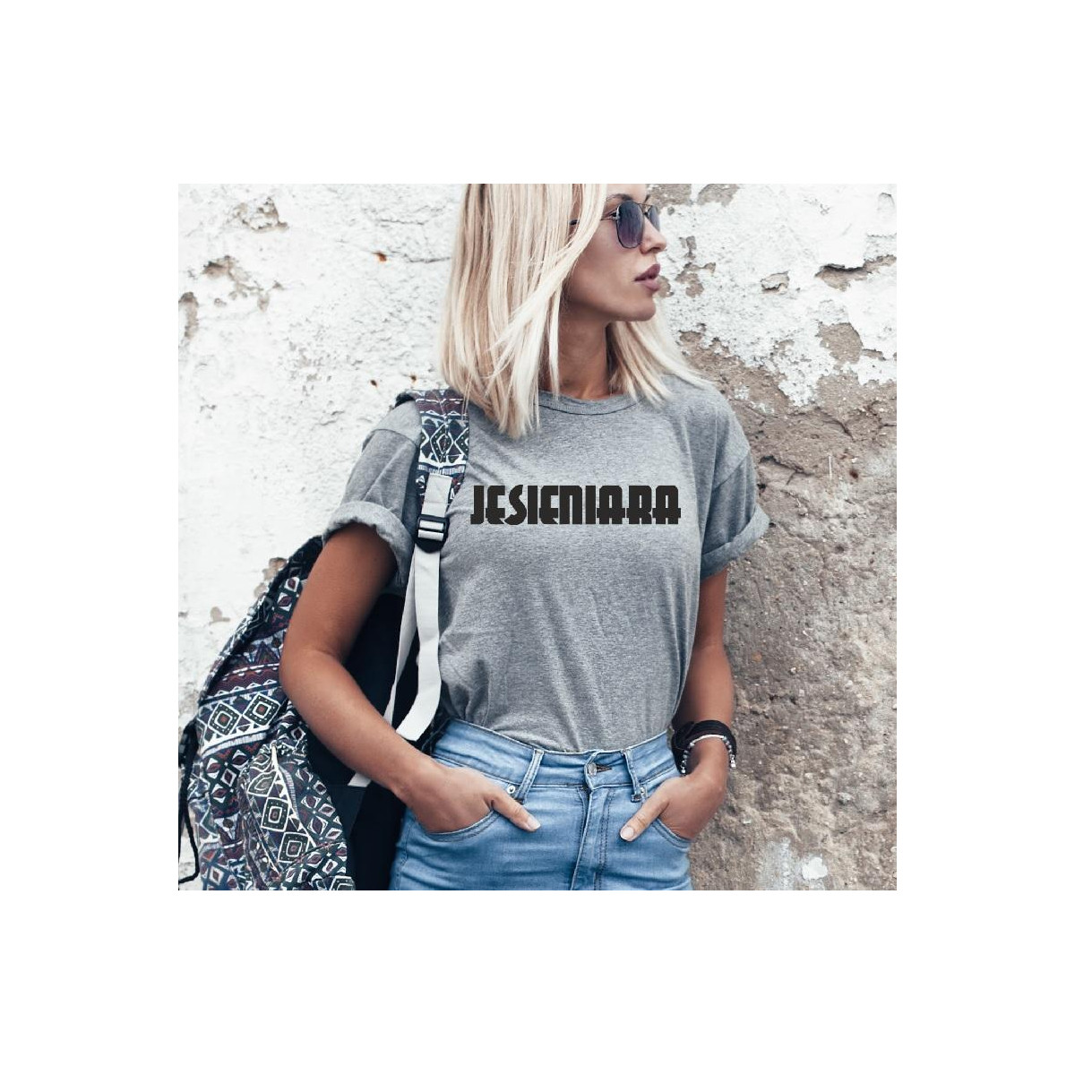 T-shirt lady szara Jesieniara