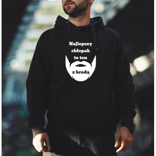 Bluza z kapturem szara/czarna Najlepszy chłopak to ten z brodą