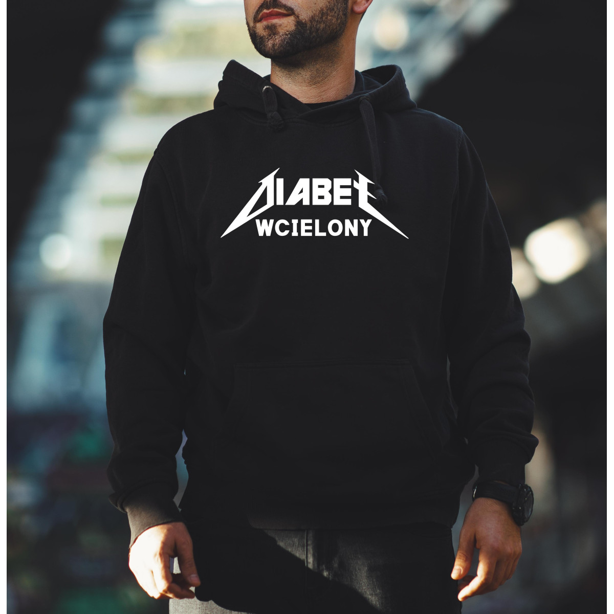 Bluza z kapturem szara/czarna Diabeł wcielony