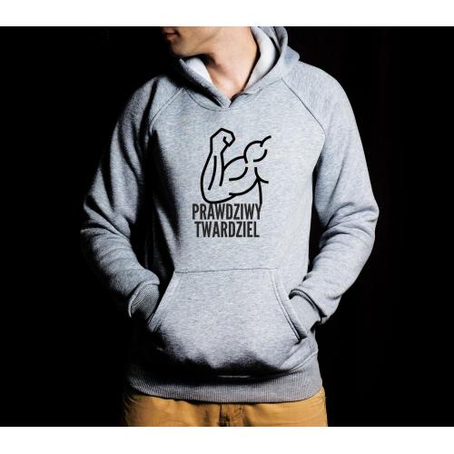 Bluza z kapturem szara/czarna Prawdziwy twardziel