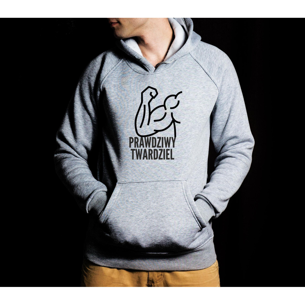 Bluza z kapturem szara/czarna Prawdziwy twardziel