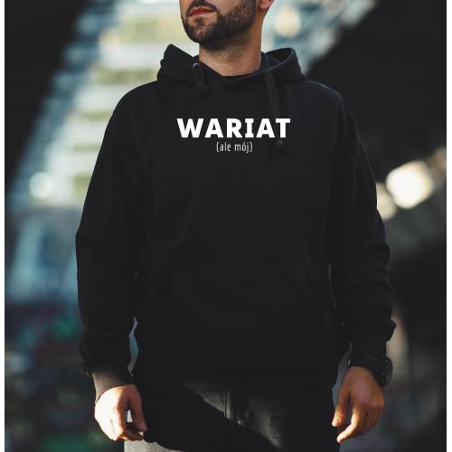 Bluza z kapturem szara/czarna Wariat ale mój