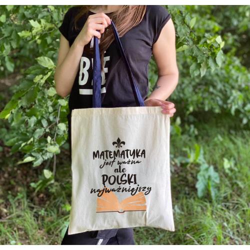 Torba dtg Matematyka jest ważna ale polski najważniejszy - kolorowe uszy