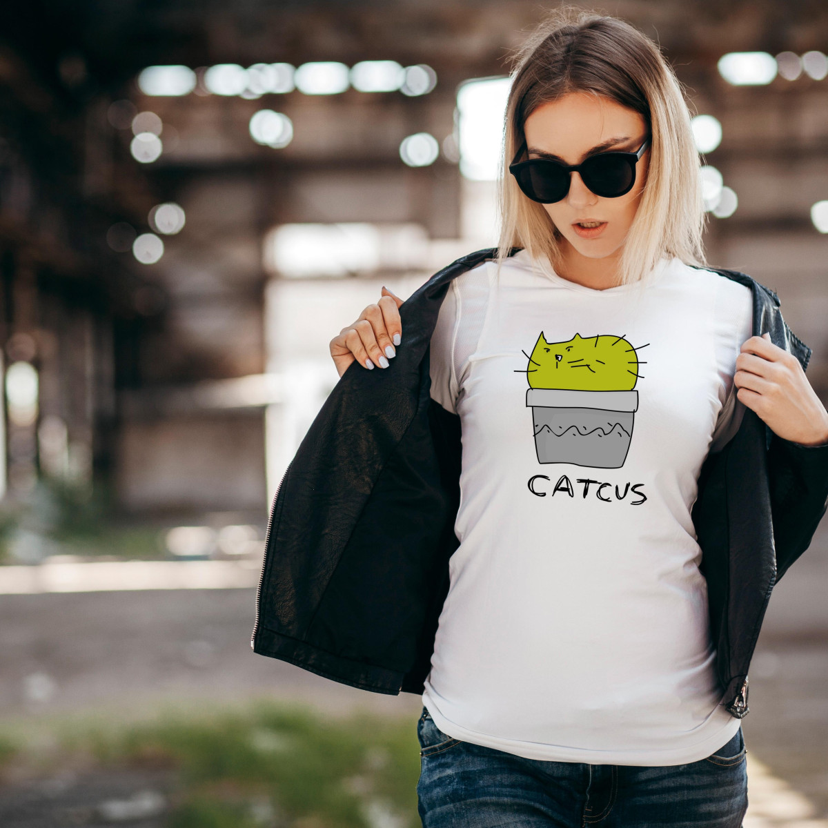 T-shirt lady slim DTG 2 kaktusy