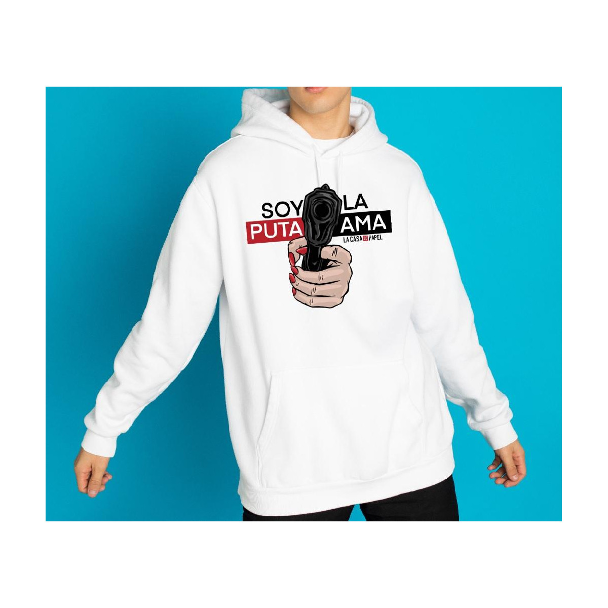 Bluza z kapturem biała bella ciao outlet