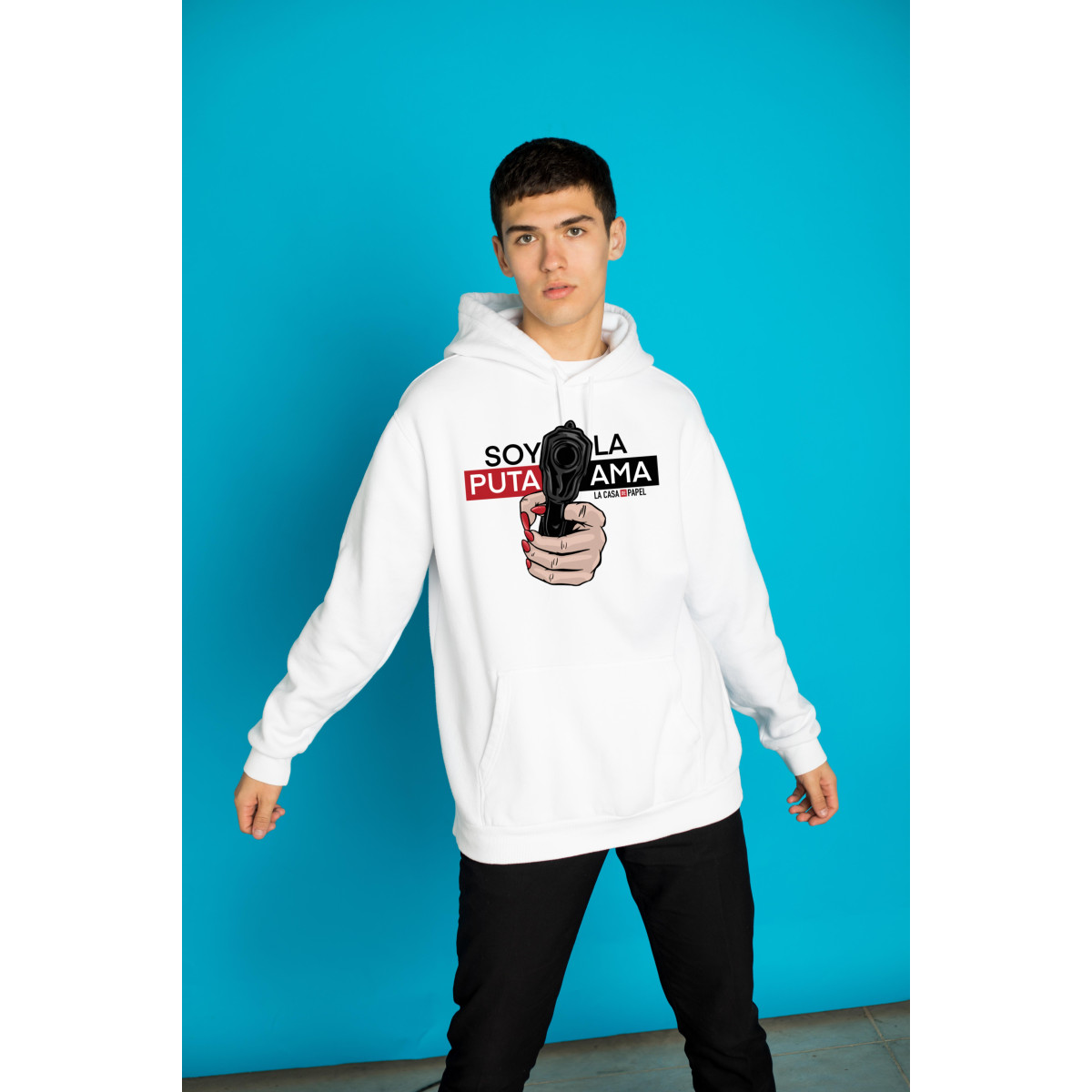 Bluza z kapturem biała bella ciao outlet