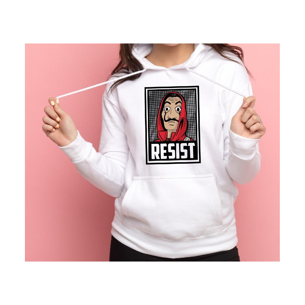 Bluza z kapturem biała bella ciao outlet