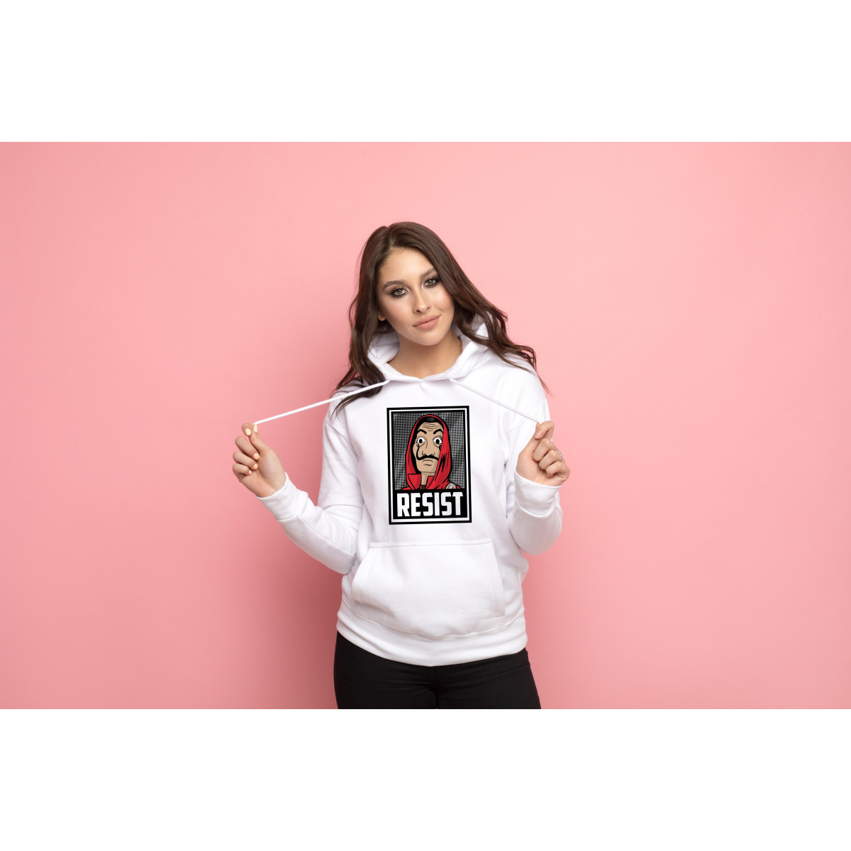 Bluza z kapturem biała bella ciao outlet