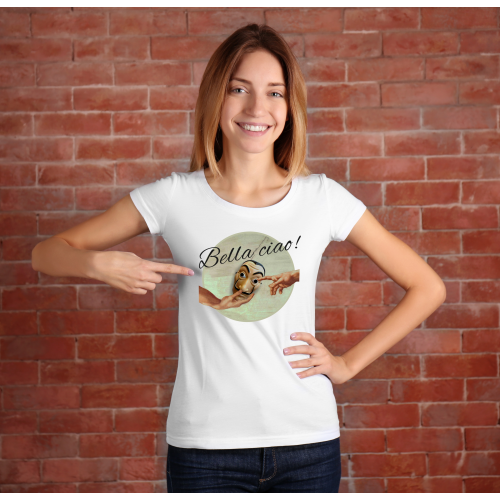 T-shirt lady slim DTG  bella ciao michał anioł