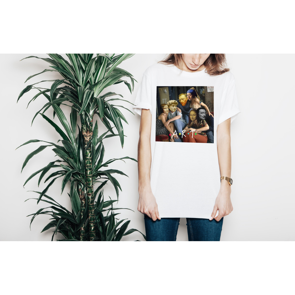 T-shirt lady slim DTG  van gogh