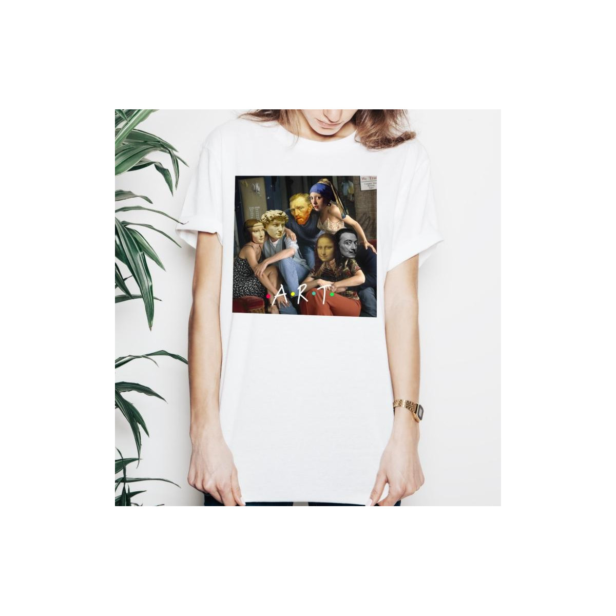 T-shirt lady slim DTG  van gogh