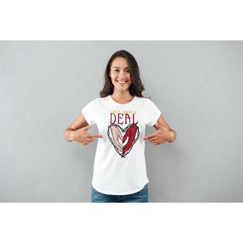 T-shirt lady slim DTG  Deal with  the devil