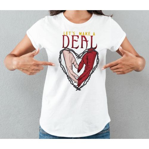 T-shirt lady slim DTG  Deal with  the devil