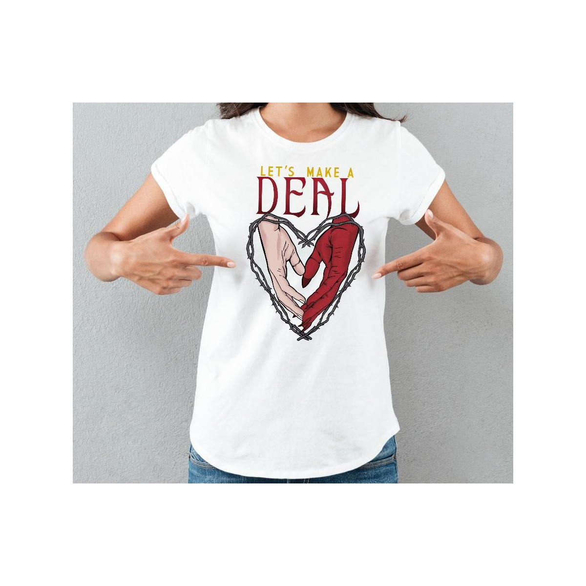 T-shirt lady slim DTG  Deal with  the devil